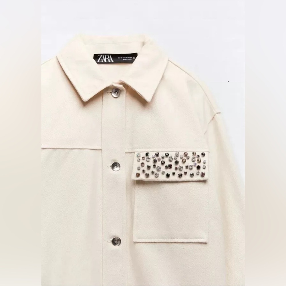 π Zara Rhinestone Pocket Cropped Jacket - Picture 3 of 10